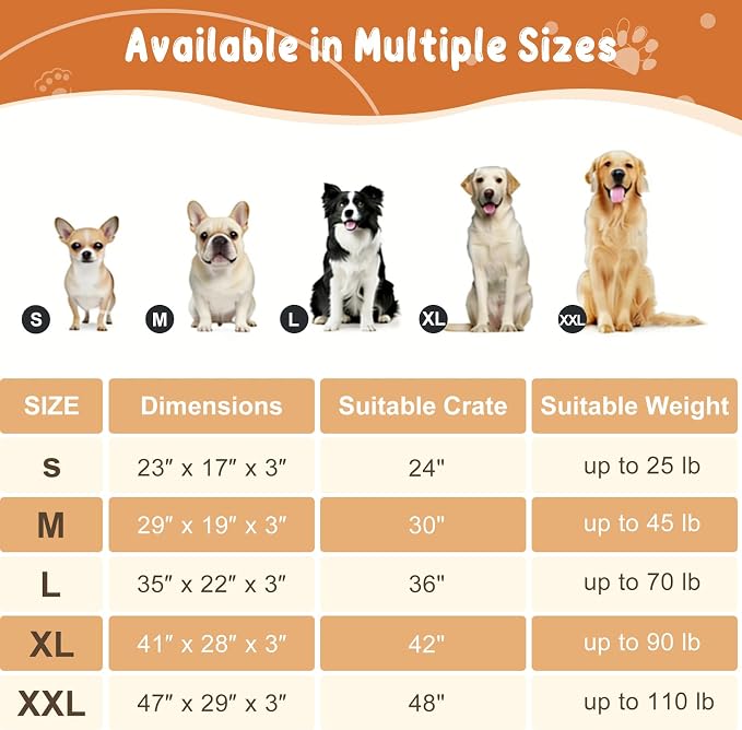 EMPSIGN Dog Bed Mat Crate Pad Mattress, Ultra Soft Pet Kennel, Grey, XXL | Reversible(Cool & Warm), Waterproof Linings, Removable Machine Washable Cover, for 48" Dog Crate, Firm Support