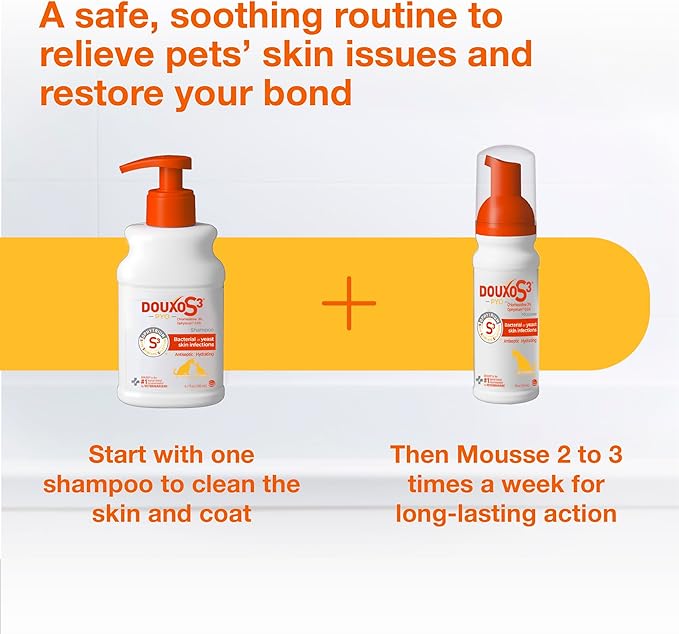 Douxo S3 Pyo Mousse, Contains 3% Chlorhexidine & 0.5% Ophytrium, Antiseptic & Hydrating, for Bacterial or Yeast Skin Infections, for Dogs, 5 fl. oz. (150mL)