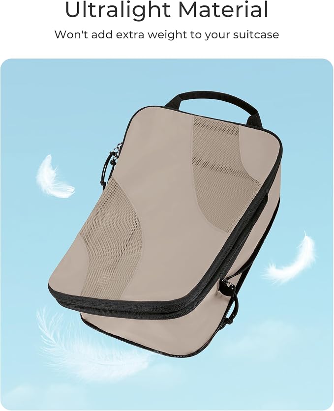 BAGSMART Compression Packing Cubes for Travel | Lightweight suitcase organizers bag set, space-saving double zipper expansion for carry-on luggage & travel organization