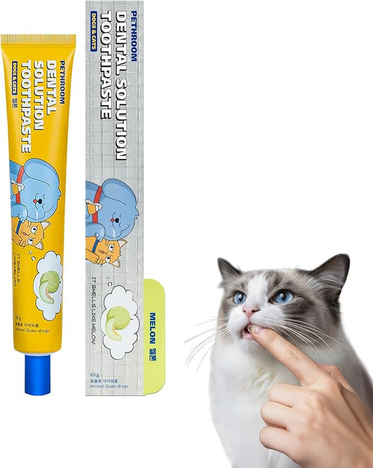 PETHROOM Pet Dental Solution Toothpaste for Dogs & Cats – Melon Flavor, Enzymatic Toothpaste for Fresh Breath & Plaque Control, Gentle Daily Dental Care, Net Wt 2.1 oz