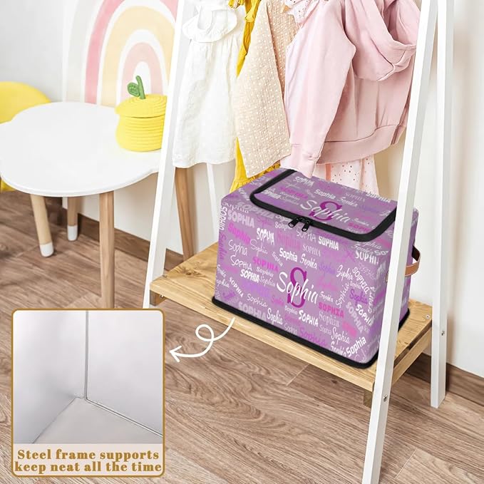 Custom Rectangular Baby Storage Basket with Zipper Lid, Kids Toys Bin, Books Shelf Basket, Clothes Towel Storage Bin for Nursery, Gift Basket, Pet Basket, Lavender Purple Color