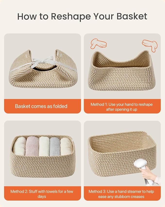 KALLAX Small Woven Storage Basket for Organizing, 13.5x9.5x5 inches, 3 Pack | Shelf baskets for closet organization, toy storage and home decor, Perfect as empty gift baskets for holidays, Brown