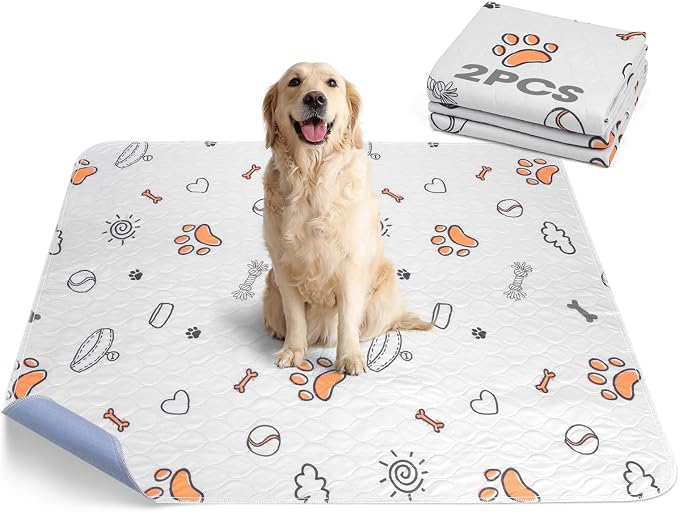FURTIME Washable Pee Pads for Dogs, Super Absorbent, 2 Pack 36"x41" Gray | Reusable Dog Training Pads, 100% Waterproof Non-Slip Pee Pads Whelping Pads Dog Playpen Indoor Dog Cage Pads Dog Mat