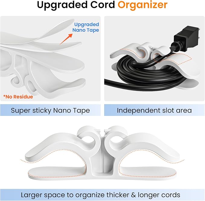Cord Organizer for Appliances,Appliance Cord Wrap,6-Pack - Easy Stick-On Cable Winders for Blenders, Coffee Makers, Air Fryers – Keep Your Kitchen Counter Clutter-Free (White)