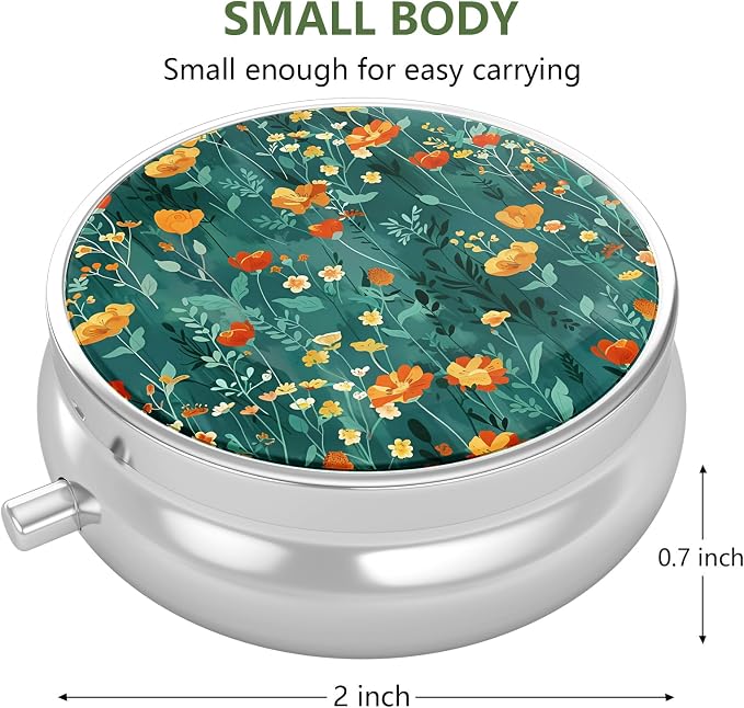 Pill Box, Small Pill Case for Purse & Pocket, Travel Medicine Organizer | Cute Travel Medicine Organizer, Portable Medicine Container Holder to Hold Vitamins, Medication, Fish Oil & Supplement
