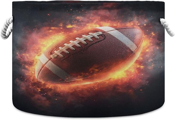 DOMIKING Large Storage Basket for Toys Burning Football Ball Dark Storage Bin Box Kids Laundry Hamper for Nursery Clothes Toys Books Home Decor