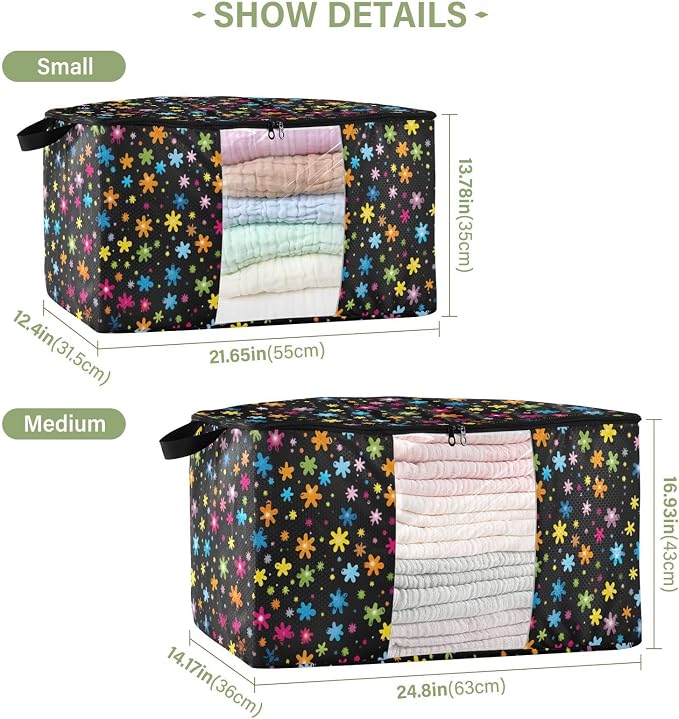 Generic Pet Paw Star Clothes Storage Bag Bins 2 Pack Foldable Storage Containers Large Closet Organizer with Zipper Blanket Storage Bag for Pillows Clothing Comforters 60L, g355896642p976c1037s2357