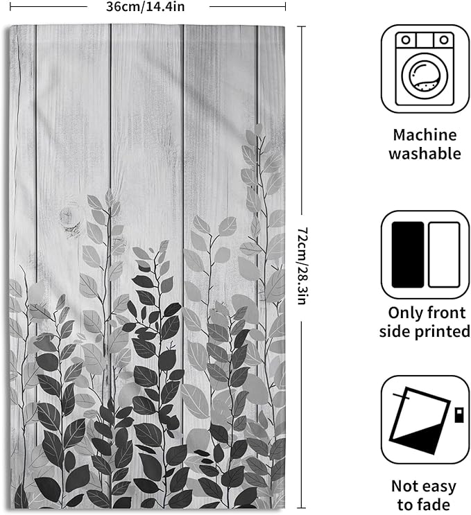 Giwawa Grey Eucalyptus Leaves Hand Towels Set of 2 Rustic Wood Soft Guest Bath Towel Kitchen Dish Towels Spa Home Bathroom Decorations
