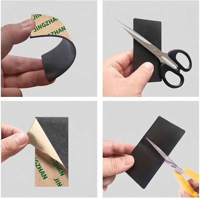 Magnetic Tape 2x4 Inch 6 Pack, Strong Adhesive Magnets for Crafts | Rustproof SmFeN Heavy Duty Magnetic Strip with Strong Adhesive Backing, Magnet Strips Knife Tool Holder for Wall Organized