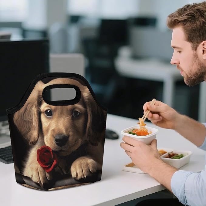 Cute Pet Dog Lunch Bag Cooler Bag Tote Bags | Reusable Portable Lunch Box for Women/Men Lightweight Soft Cooler Bags Organizer for Adults Work Travel Outdoor
