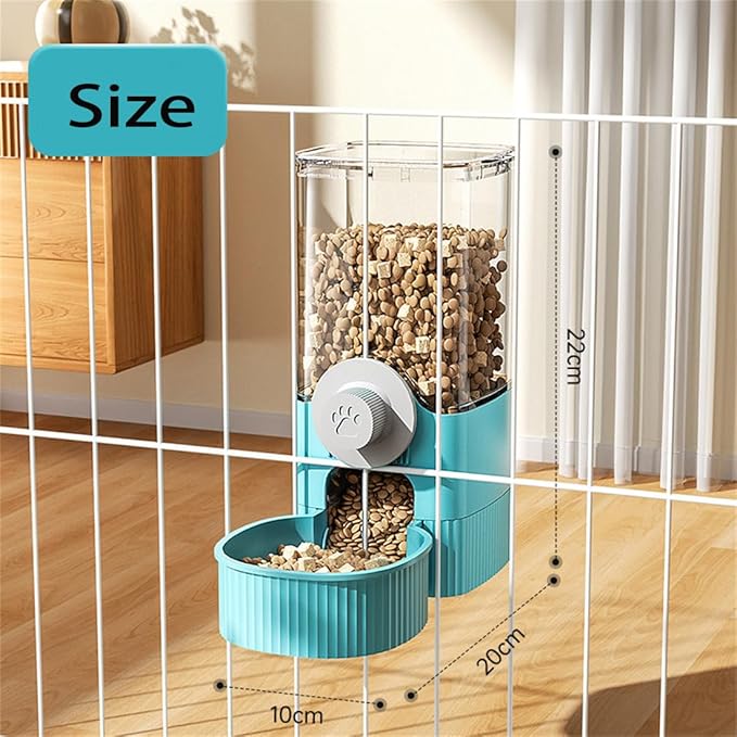 Cage Hanging Bowl Refillable Food Bowls Pet Dog Cat Bowls Kennel Crate Double Bowls for Food and Water with Automatic Water Food Dispense Feeder for Puppy Cat Rabbit (Food Bowl- Grey)
