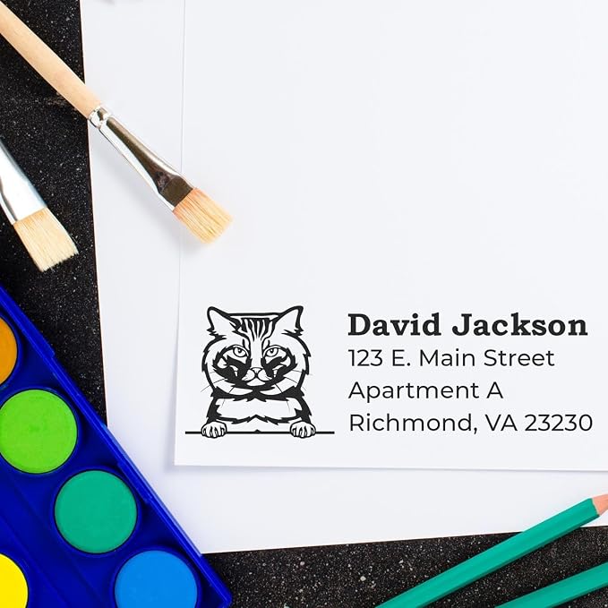 American Bobtail Duo Hand Stamp, American Bobtail Address Stamp, Cat Wedding Invitation Stamp, Custom Return Seal for Pet Lovers, Craft Set