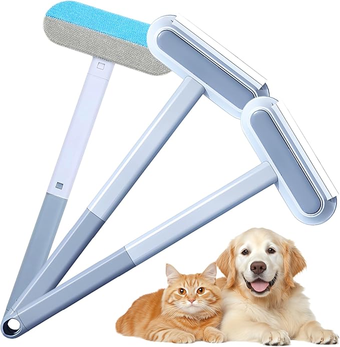 Auiepet Multifunctional Pet Hair Remover, 2025 Upgrade 4 in 1 Pet Hair Removal Tool with 17inch Long Handle, Washable Cat Hair Remover Brush for Furniture, Couch, Carpet, Clothes and Bedding (3Pcs)