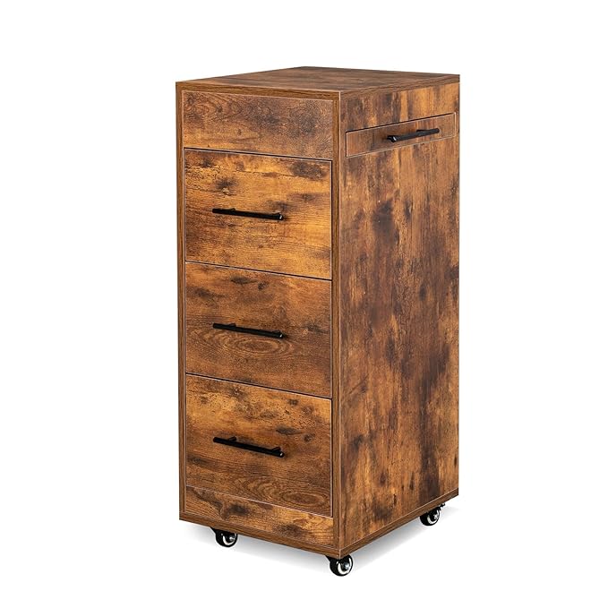 Salon Trolley Cart with Wheels, 3-Drawer Rolling Hair Styling Station, Mobile Beauty Trolley with Hot Tools Holder, Storage for Salon, Barbershop, Spa & Tattoo, Rustic Brown