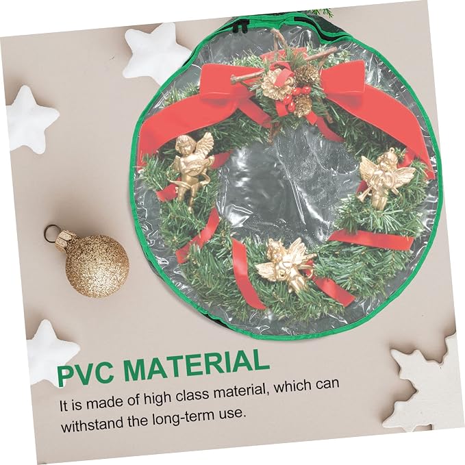 Holibanna 1pc Christmas Wreath Storage Bag Container with Clear Window Design for Holiday Decorations for Storing Wreaths and Garlands