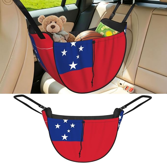 Flag of Samoa Car Seat Organizer-Backseat Storage Bag for Travel | Waterproof Durable. Holds Snacks Gear Essentials. Fits Most Cars.