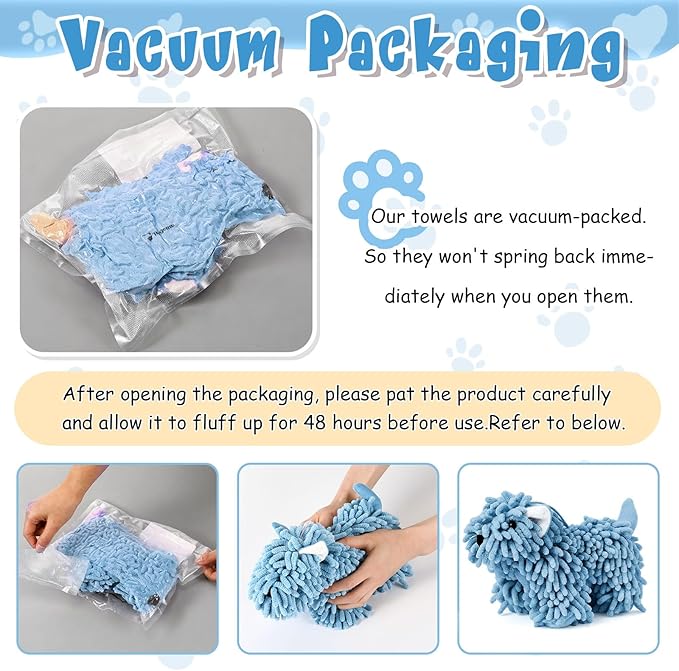 Tegeme 1 Pcs Chenille Dog Hand Towel Fuzzy Dog Towel Absorbent Microfiber Soft for Bathroom Kitchen Washstand (Blue)