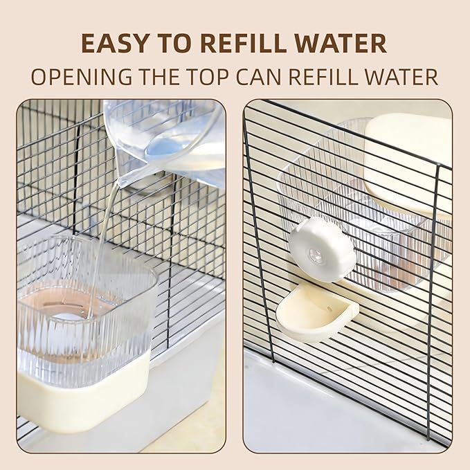 No Drip Hanging Automatic Rabbit Water Dispenser 650ml, Top Refill Pet Water Bowl Bottle BPA Free for Rabbits, Bunny Guinea Pig Ferret,Squirrel,Hamster,Puppy Kitten, Other Small Animals