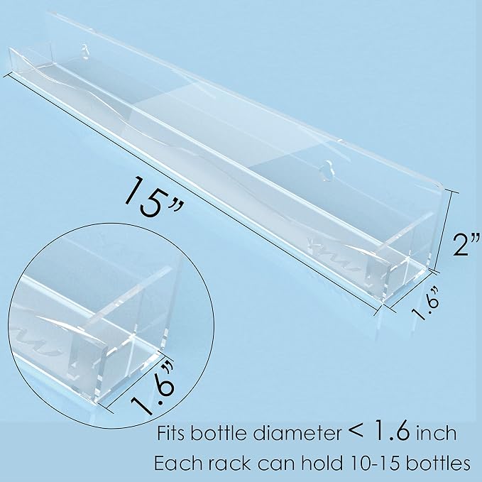Clear Acrylic Nail Polish Rack Wall Mounted Shelf,6 Pack Organizer with Unique Wavy Lines,Nail Supplies for Techs,Great Display Salons Retailers