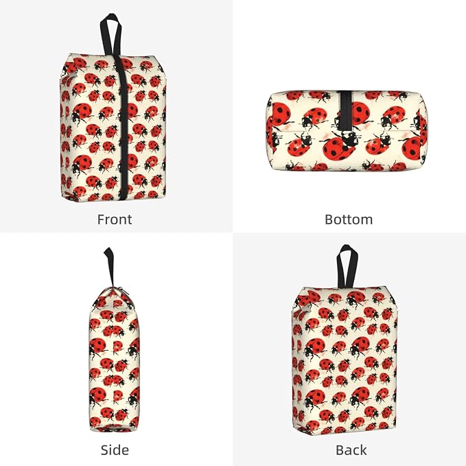 Ladybird Travel Shoe Bag for Men & Women, Waterproof Shoe Storage Organizer with Zipper, Portable Shoe Pouch for Sneakers, Heels, Sandals, Gym & Travel Luggage 2PCS