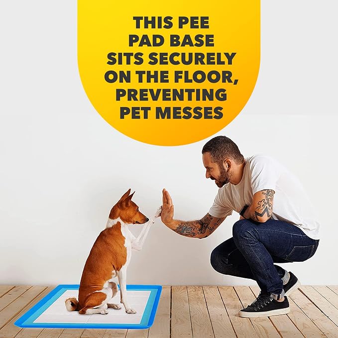Dog Pee Pad Holder - Fits Up to 24” x 24” Pee Pad - 2 Pack - Dark Blue | Stable Grip, Raised Edges, Quick-Wipe Silicone Surface Dog Potty Tray Holder for Indoor Flooring Protection