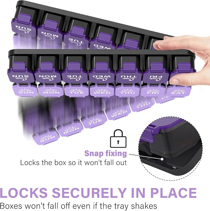 Yaklim Extra Large Weekly Pill Organizer, Detachable 7 Day AM PM Pill Box | XXL 14 Detachable AM PM Compartments；For Big Vitamins & Supplements； Easy to Open & Fill； Waterproof Seals； Easy Readability
