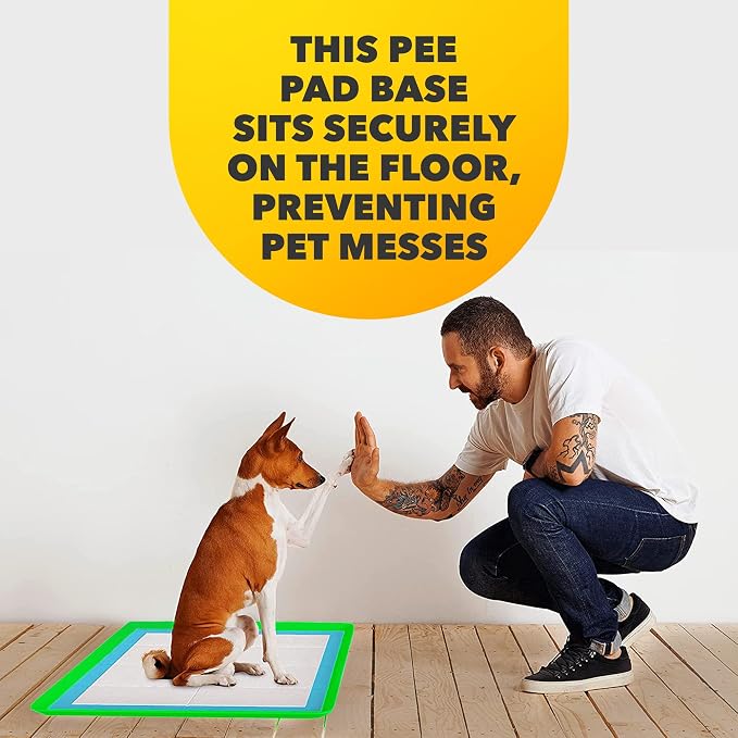 Skywin TidyFriend Travel Friendly Dog Pee Pad Holder Fits Up to 24” x 24” Wee Wee Pee Pads - Flexible Rollable Silicone Mat with Soft Edge - Quick Wipe & Potable Dog Pad Holder (Green) | Stable Grip, Raised Edges, Quick-Wipe Silicone Surface Dog Potty ...