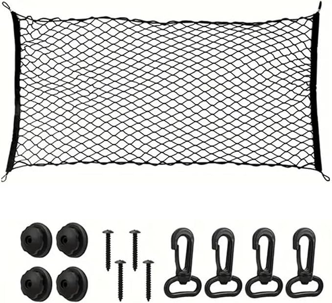Car Nets Trunk Storage Net Bag For Jaguar For I-Pace 2018-2025 Elastic Black With Hooks Trunk Cargo Storage Net 2019 2021 2022 2023 2024 Cargo Net (Single layer)