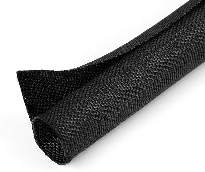 5/16 inch Split Braided Cable Management Sleeve for USB Cable Power Cord Audio Video Cable, Wire Loom Cord Protector from Cat Dog Chewing (Black, 10FT)