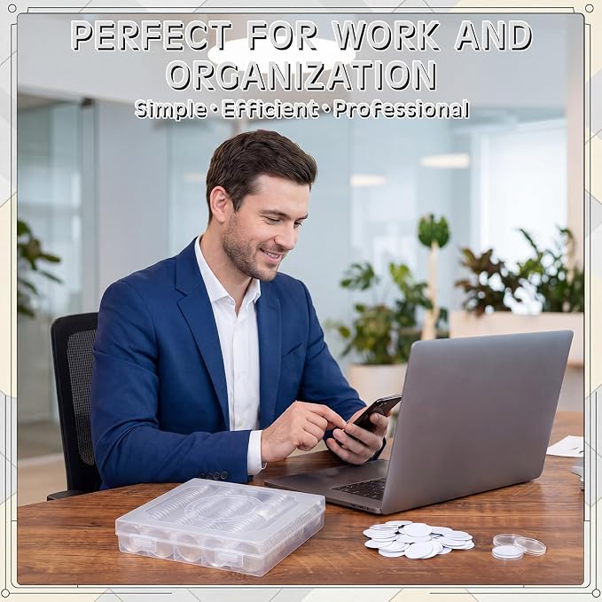 Novabright 391 Pcs Coin Collection Holder Case Set 30mm Coin Capsules and NFC Cards Wet Inlays with Storage Box, NFC Blank Cards Compatible with All NFC-Enabled Phones