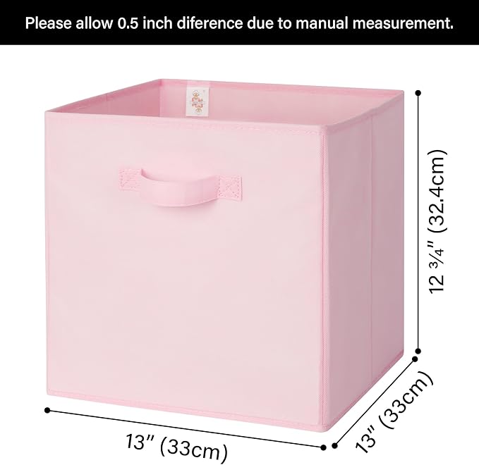 GRANNY SAYS Pink Cube Storage Bins, 13x13 Storage Cube Organizer, 8-Pack | Collapsible Storage Boxes with Sturdy Handles, Decorative Baskets for Shelves, Closet, Organizing Toys, Clothes, Blankets