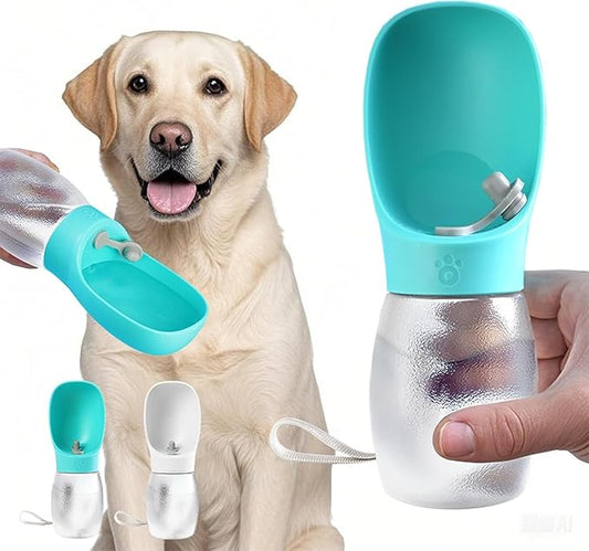 Portable Dog Water Bottle, 12 oz, Leak-Proof Travel Pet Dispenser, Teal,Puppy Water Dispenser with Drinking Feeder for Travel (Blue, Small)