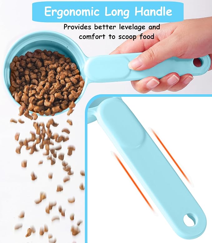 Joyinjojo Dog Food Scoop 1 Cup 1/2 Cup - Melamine Dog Food Measuring Cup, Pet Food Scoop for Dog Cat...Comfortable Long Handle for Easy to Scoop Food, Blue 1 Cup