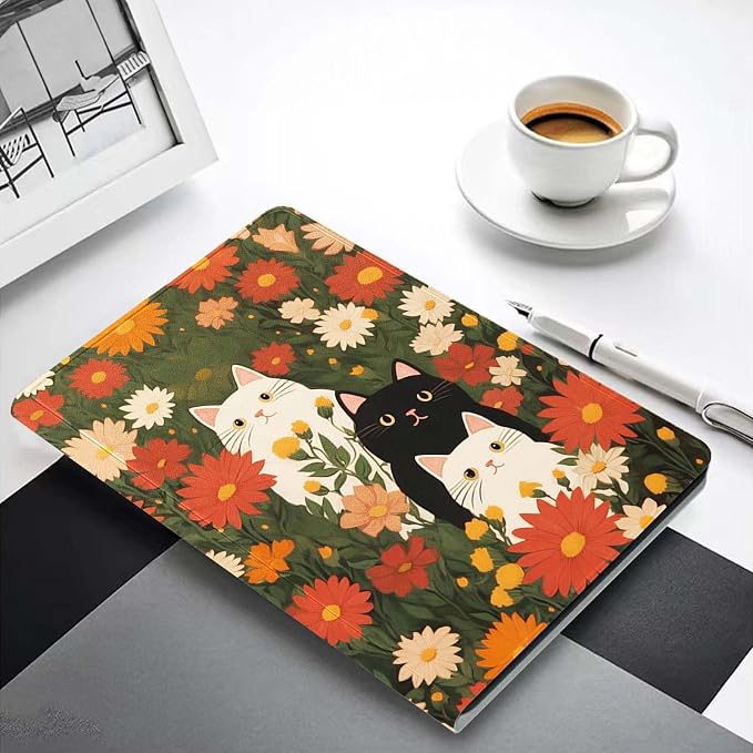 for Samsung Galaxy Tab A 8.0 2017(SM-T380/T385) Tablet Case,Premium Leather Folio Stand Auto Wake/Sleep,Multiple Viewing Stand,Cat in Garden