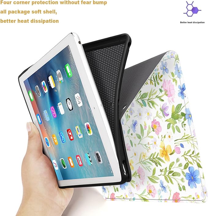 Tablet Case for iPad Pro 13 Inch M5/M4 (2025/2024,8th/7th Generation),Shockproof Protective Cover with Stand,Auto Wake/Sleep,Watercolor Floral