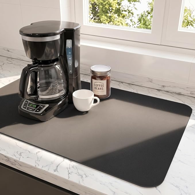 Ecotrim Coffee Mats for Coffee Bar Accessories, Black 16" x 24"