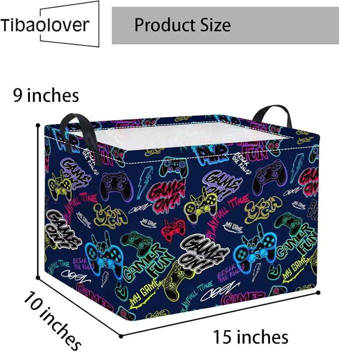 Rectangular Valentines Basket for Women Girls Storage Bin Organizer Box Shelf Room Decor(Cool Game)