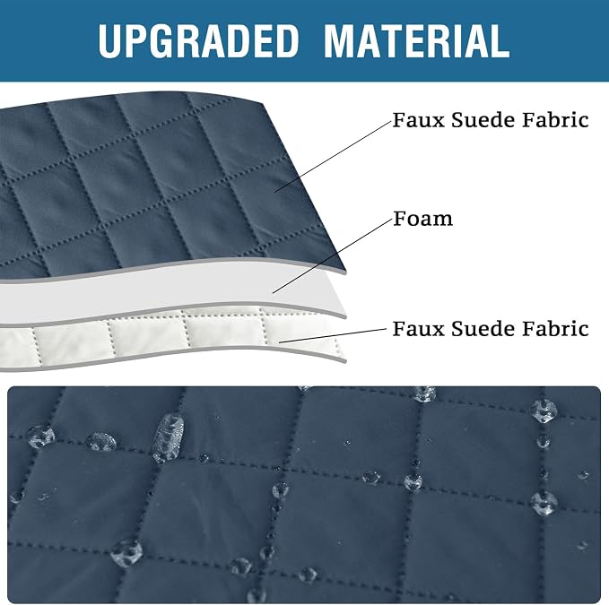 2 Pack Water Resistant Armrest Covers for Chairs and Sofas Couch Arm Covers for Sofa with 3 Pockets for Phone Sofa Arm Protector for Pets, Cats (Berlin Blue)