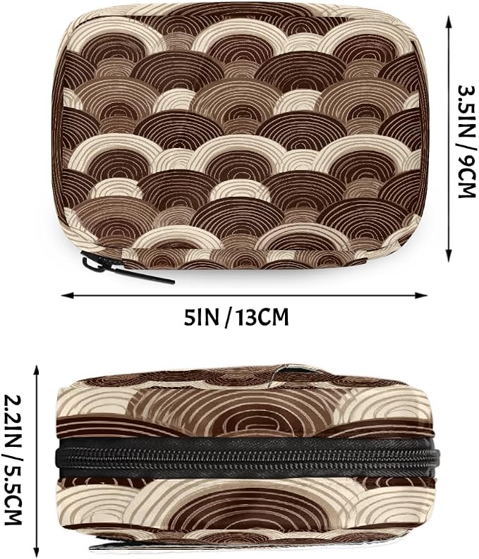 Travel Pill Organizer Brown Wave Pattern Small Pill Case