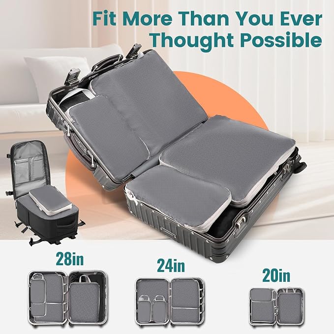 LANSKLBD 6/8 Set Packing Cubes for Suitcases Travel Luggage Packing Organizers,Travel Accessories Essentials Luggage Organizer with Shoe/Tioletry/Laundry Bag (Grey-1, 4 set)