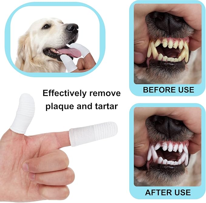 20 PCS Dog Toothbrush Pet Toothbrushs Finger Toothbrushs cat Too thbrush Washable & Comfortable & Durable 1 Set for 2 Fingers(20)