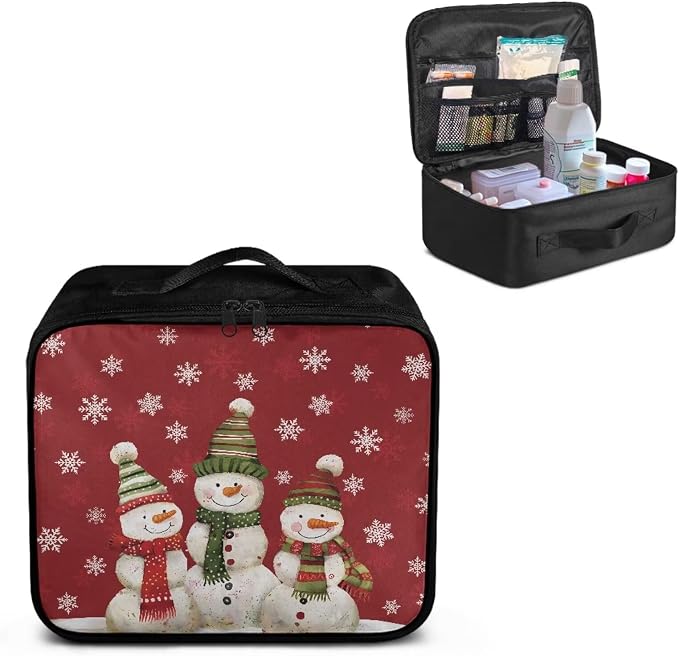Emergency Kit Bag First Aid Christmas Snowman Red Built with Abrasion-Resistant Medic Bag for Pet Friendly Breathable Construction Easy Access