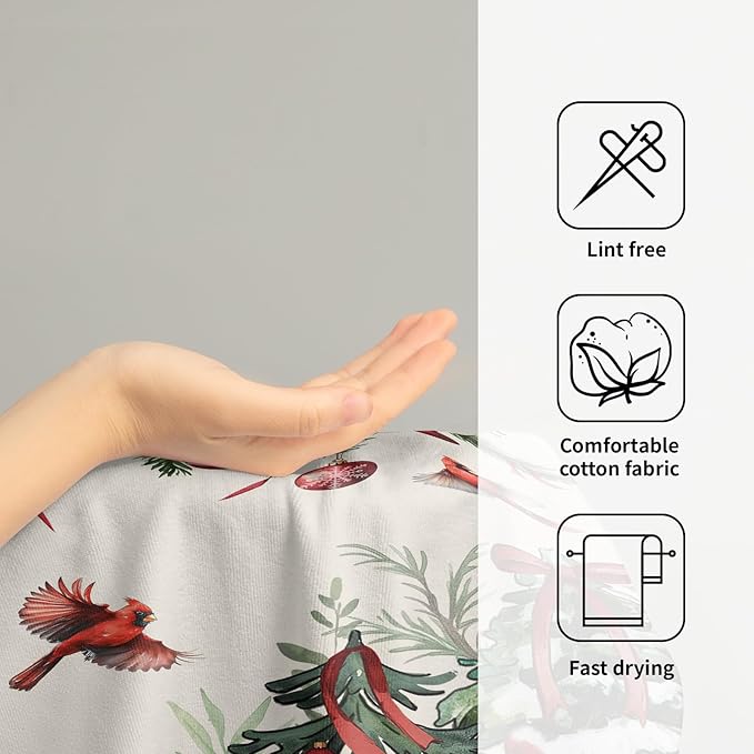 Giwawa Pine Tree Hand Towels Set of 2 Red Birds Decorative Kitchen Dish Towels Soft Microfiber Absorbent Fingertip Towel for Guest Bathroom Hotel
