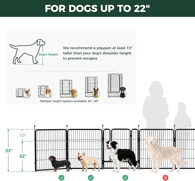 FXW Rollick Dog Playpen with RV Step Grid for RV Camping, 32" H, 16 Panels | Easy Setup & Sturdy, Blocks RV Stair Gaps, Fits RV Steps up to 30"W, For Small & Medium Dogs, Patented