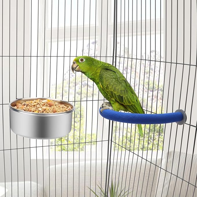 Wontee Pet Food Water Bowl Stainless Steel Feeding Cups Feeder, 2 Pcs, L | Rust-proof, securely mounted to prevent tipping, removable for easy refilling and cleaning, for dogs/cats/birds/rabbits