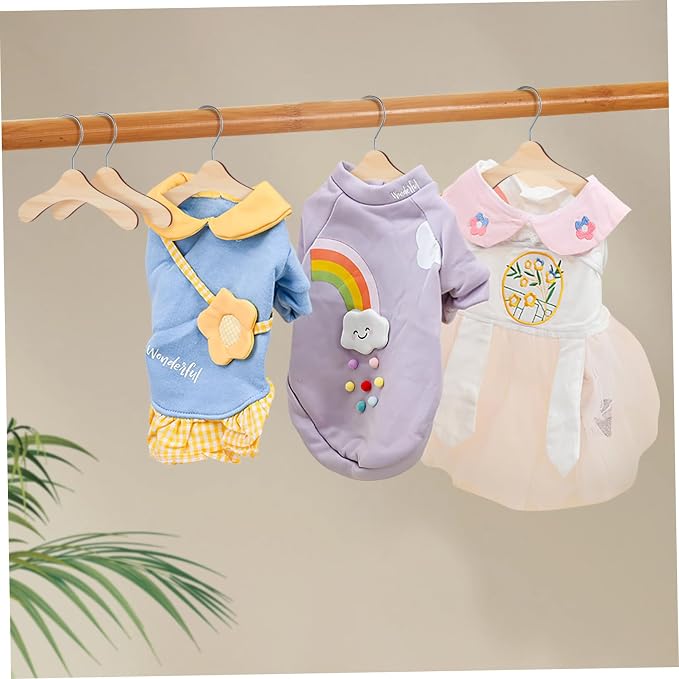 Mipcase 10Pcs Pet Clothes Hanger Rack Wooden Dog Apparel Storage Portable Design for Easy Use for Pet Owners for Outdoor Hanging and Organizing
