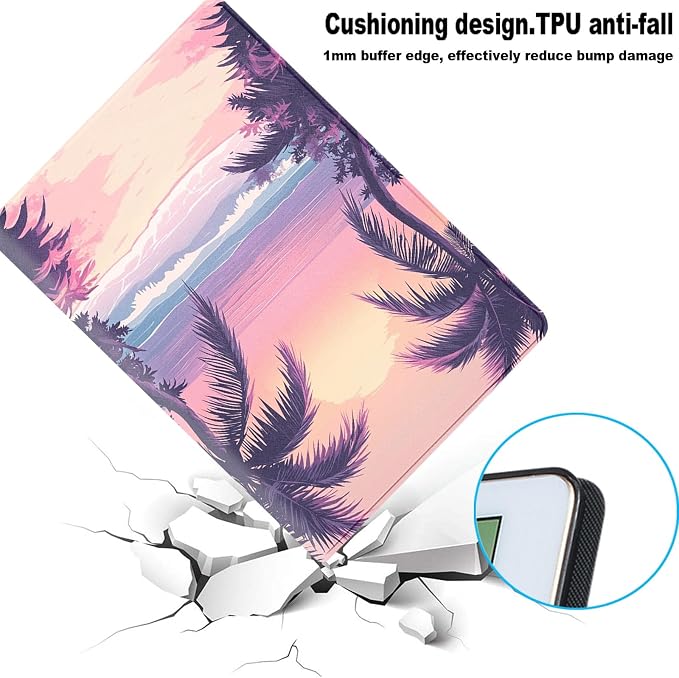for Samsung Galaxy Tab A 8.4 2020 (SM-T307) Tablet Protective Cover with Adjustable Stand and Magnetic Auto Wake/Sleep,Palm Tree Beach