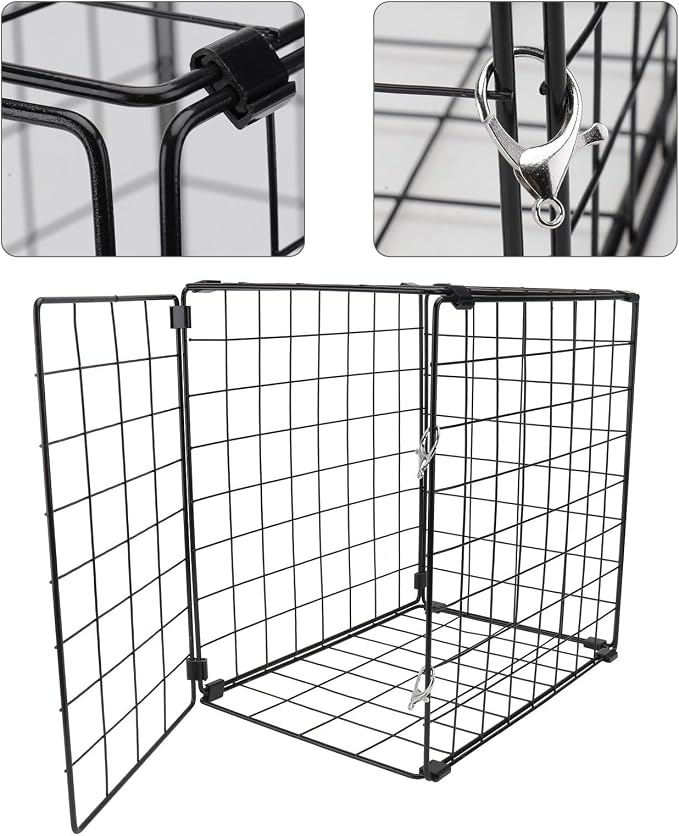 DOITOOL Foldable Iron Cat Cage for Pets Under 3kg with Rust-Proof Design, Portable Car and Domestic Environment Pet Cage for Cats, Lightweight and Sturdy