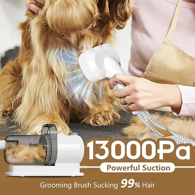 Dog Grooming Kit, Pet Grooming Vacuum & Dog Clippers, 6 in 1 Pet Grooming Vacuum with 5 Professional Grooming Shedding Tools for Dogs Cats
