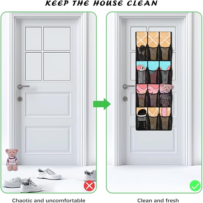 Over the Door Shoe Organizer,Ice Cream Pattern Shoe Organizer Door Hanger,Shoes Hanger Storage Organizer Bag for Bedroom Waterproof Reusable